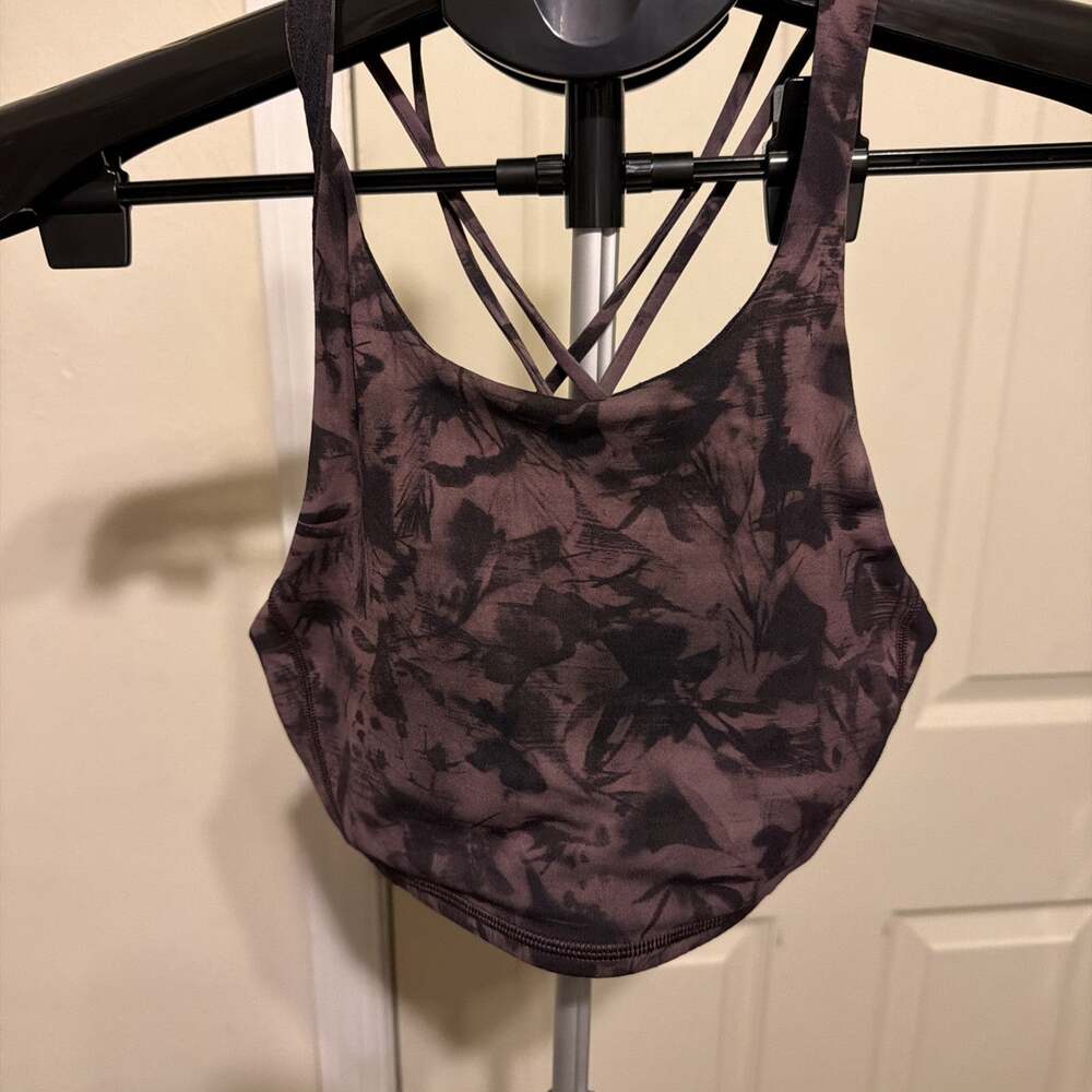 Lululemon Energy Bra and Matching Define Leggings Dusk Floral Antique Bark BLK